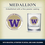Heritage Pewter Washington Huskies Double Old Fashion | Double Rocks Glass 14 OZ for Liquor | Expertly Crafted Pewter Glass