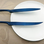 6-Piece Flatware Set,Extra Thick Heavy Duty - 18/10 Stainless Steel Cutlery Sets,High Matte Blue Finish Silverware Flatware Sets Service for 1, Use for Home,Kitchen Utensil Set