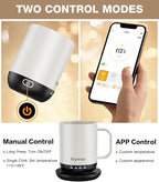 Self Heating Coffee Mug T1-16oz Fast Heating & Ultra Long-Lasting Battery Life, Heated Coffee Mug Up to 149℉ - Touch & App Controlled Coffee Mug, Birthday Gifts for Women and Men