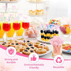 100Pcs Pink Toothpicks Plastic Bow Cocktail Picks Long Fruit Skewers Christmas Bow Drink Stirrers Cupcake Toppers Fancy Toothpick for Appetizers Drinks Wedding Coquette Birthday Bow Party Decorations