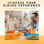 Plastic Dinnerware Sets – 40-Piece Colorful Plates and Bowls Set for 8, Reusable Unbreakable Fiesta Style Party Dishes with Cups, Knives, Forks and Spoons, for Outdoor, Picnic or Everyday Use