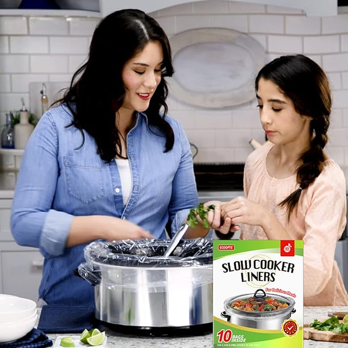 ECOOPTS Slow Cooker Liners Disposable Cooking Bags Large Size Pot Liners Fit 4QT to 8.5QT Suitable for Oval & Round Pot (10 BAGS)