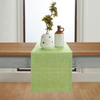 Solino Home Linen Short Table Runner 60 Inches - Athena, 100% Pure Linen Chambray Lime Green Table Runner 14 x 60 Inch Ideal for Dresser and Coffee Tables - Summer