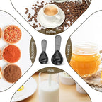 Stainless steel coffee scoop 2-piece set (1 tbsp, 2 tbsp) durable Tablespoon, ergonomic measuring spoon, Suitable for small and large jars，short-handled spoon (Black)