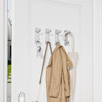 pickpiff Wall Hooks for Coat and Towel: 13LB Adhesive Door Hanger Stick on, Silver 4 Pack