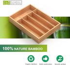 Bamboo Utensil Drawer Organizer, Kitchen Organizer for Flatware Cutlery, Silverware Tray for Drawer (5 Slots, Natural)