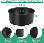 TeamFar 4inch Cake Pan Set of 3, Nonstick Mini Round Baking Cake Pan with Stainless Steel Core, for Baking Smash/Layer Cakes, Healthy & Heatproof, Release Easily & Easy Clean