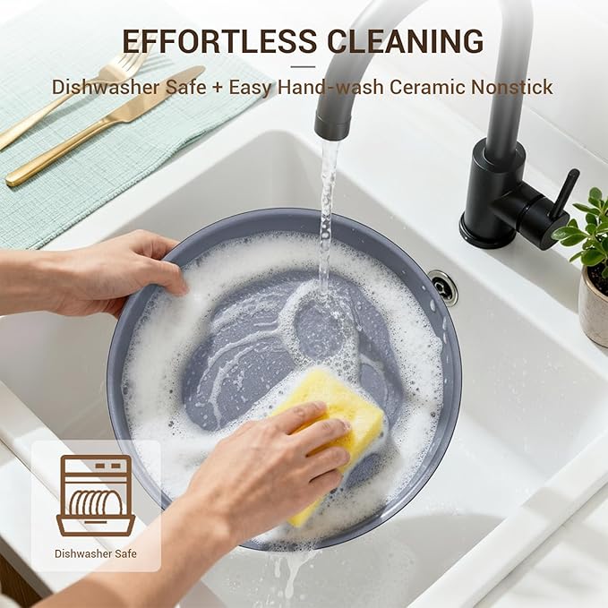 Ammeloo 18-Piece Ceramic Pots and Pans Set Non Stick, Non Toxic Cookware Set with Removable Handles, Pot Sets for Cooking, Induction Ready, Dishwasher & Oven Safe, PFAS PFOA & PTFE Free Navy Blue