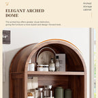 71" Tall Arched Kitchen Pantry,Modern Fluted Wood Storage Cabinet with Doors,Adjustable Shelves,Organizer, Versatile Cupboard for Kitchen,Living Room,Dining Room,Bathroom,Walnut