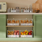 keomaisyto Egg Holder Countertop with 5 Dividers & DIY Nameplate to Separate Eggs, 3 Tier Stackable Wire Storage Baskets for Gathering Fresh Eggs, Wall-Mounted XXL Egg Rack, White (Patent Pending)