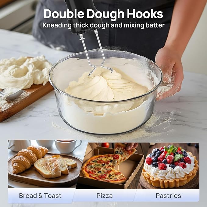 Consciot 10-in-1 Immersion Blender Handheld Max 1100W with Entire Stainless Steel Blender Shaft, Trigger Speed Control, 800ml Beaker, 600ml Chopper, Beaters, Frothers, Hooks, Masher, Whisk & 600ml Cup