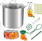 Stainless Steel 21.5QT Water Bath Canning Pot with Rack & Lid, Canning Supplies Starter Kit and 6 Pieces Canning Tools Set, Water bath Canner for Beginner
