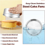 LIANYU 6 Inch Cake Baking Pans Set of 4, Stainless Steel Round Cake Bake Pan, Fit in Pot Pressure Cooker Air Fryer, Healthy & Toxic Free, Leak-proof & Dishwasher Safe