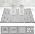 Large Stone Dish Drying Mat for Kitchen Counter, 24"(L)×16"(W) Quick Dry Stone Dishes Mats, Foldable Eco-Friendly Absorbent Diatomaceous Earth Mat for Dishes Bottles Cups, DarkGray