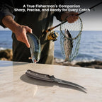 Fillet Knife, Razor Sharp 7.2 Inch Boning Knife, High Carbon Stainless Steel Filet Knives with High Flexibility, Wooden Handle, Full Tang Damascus Pattern Fishing Knives, Fishing Gifts for Men