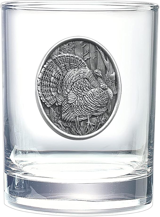 Heritage Pewter Turkeys Double Old Fashion | Double Rocks Glass 14 OZ for Liquor | Expertly Crafted Pewter Glass