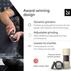 LARS NYSØM Salt and Pepper Grinder Set I Salt and Pepper Mills with Adjustable Ceramic Grinder 2 pieces I Manual Design Spice Mill Set (Taupe Brown)