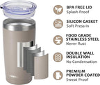 SUNWILL Travel Coffee Tumbler 20 oz, Insulated Mug with Lid, Stainless Steel Cup for Outdoor, Powder Coated Taupe