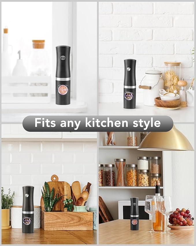 FORLIM Rechargeable Electric Salt and Pepper Grinder Set with Charging Base, Automatic Pepper Mill, Adjustable Coarseness, White LED Light, USB Type-C Cable, One Hand Operation, 2 Mills