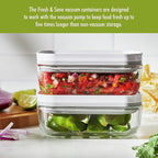 ZWILLING Fresh & Save 2-Piece Small Glass Vacuum Sealer Food Storage Containers with Airtight Lids, Meal Prep Container