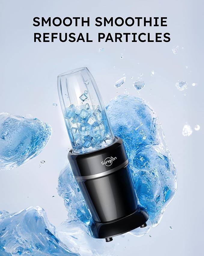 Sangcon 1000W Blender for Smoothies, Blenders for Kitchen with (3) Cups (2) Spout Covers (1) Storage Cap (1) To-Go Cap, Portable Blender for Shakes and Smoothies, Ice Crushing, Frozen Drinks, Spices