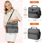 OPUX Lunch Box For Men Women, Insulated Large Lunch Bag Adult Work, Double Decker Lunchbox Meal Prep Dual Compartment Leakproof Lunch Cooler, Soft Lunch Pail Tote Boys Girls Kids School, Heather Gray