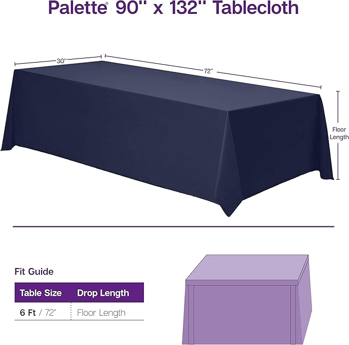 Gee Di Moda Rectangle Tablecloth - 90 x 132 Inch Chocolate Table Cloth for 6 Foot Table with Floor-Length Drop - Heavy Duty Washable Fabric - 6 Ft Buffet Table, Holiday Party, Wedding & Baby Shower