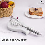 Radicaln Marble Spoon Rest 8" Inches White Handmade Utensil Holder For Kitchen Essentials, Modern Spoon Holder, Kitchen Utensils & Cooking Spoon Rest For Stove Top