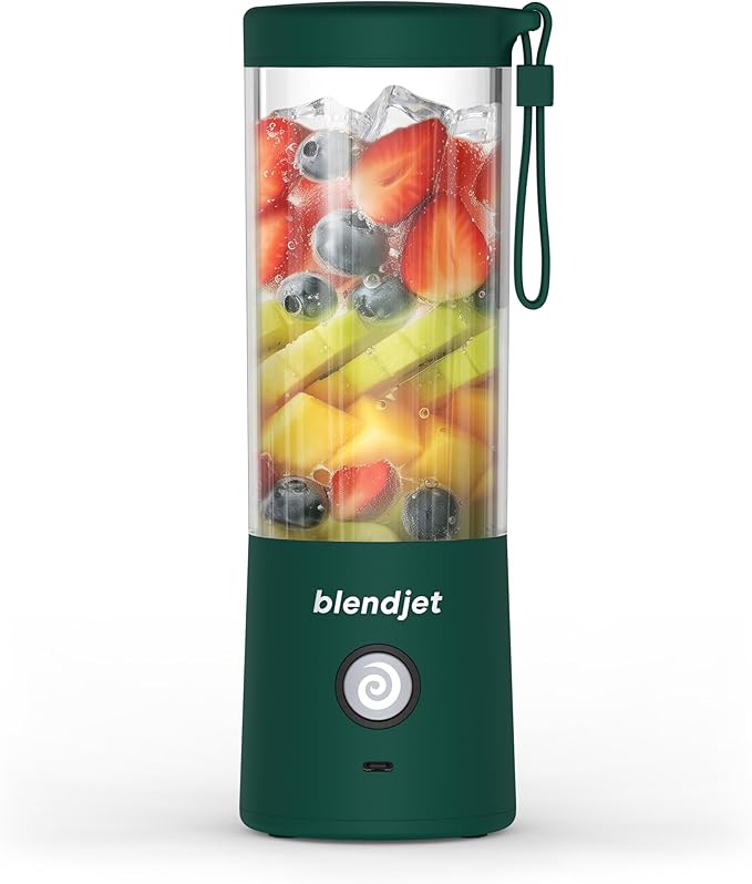 BlendJet Portable Blender for Smoothies & Shakes - 16oz BlendJet 2 Cordless Personal Small Blender, USB-C Rechargeable & Self Cleaning - Quiet Mini Travel Blender with Stainless Steel Blade (Emerald)