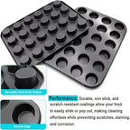 2 Packs Round Muffin Baking Pan, Premium Steel Muffin Pan for Baking, Nonstick Cupcake Tin Cheesecake Pans, Bakeware Muffin Top Pan (24 Cups, Black)