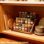 Acacia Wooden Spice Rack for Countertop - 3 Tiered Spice Rack Organizer for Cabinet - Kitchen Spices Organizers Holds 24 Jars - Spices Shelf for Kitchen Storage Pantry Seasoning Organizer