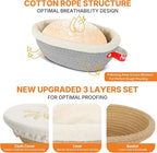Banneton Bread Proofing Basket Set - Oval & Round Sourdough Proofing Baskets - Sourdough Proofing Bowls Bread Baking Supplies With Liner & Cloth Cover - Cotton Rope Banneton Basket for Baking