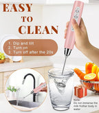 YUSWKO Milk Frother Handheld for Coffee, Rechargeable Drink Mixer with 3 Heads 3 Speeds Electric Coffee Frother Whisk, Gift for Many Occasions and Festival