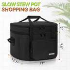 Slow Cooker Travel Bag, Double Layers Insulated Slow Cooker Carrier, Compatible with 6-8 Quart Crock Pot, Travel Carrier with Easy to Clean Lining and Large Pocket for Accessories