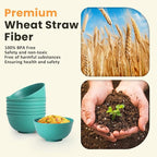 Homienly Wheat Straw Bowls, Cereal Bowls, Plastic Bowl Alternative, Set of 8, Unbreakable Microwave Safe Bowls for Soup, Salad, Dinner, Cereal, Snack, Dishwasher Safe for Kitchen, Party (Green, 26 OZ)