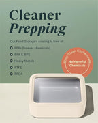 Caraway Glass Food Storage, 10 Cup Glass Container - Ceramic Coated Food Container - Non Stick Lunch Box Container with Glass Lids. Dishwasher, Oven, & Microwave Safe - Square Shape - Perracotta