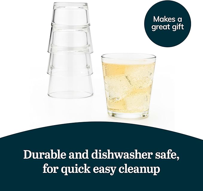 Libbey 15790 Restaurant Basics Stacking 9 oz Pint Glasses Set of 12, All Purpose Heavy Duty Glasses, Durable and Dishwasher-Safe Glass Drinkware