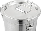 DYNAMI 304 Stainless Steel Containers With Lid,202oz Airtight Flour Container for Kitchen,5-10lbs Metal Airtight Canisters Milk Jug Coffee Bean Cookies Canisters w/Locking Clamp (6L/1.6Gal)