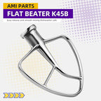 3 Pieces Stand Mixers Repair Set Stainless Steel for Kitchen Tilt-Head Stand Mixers K45DH Dough Hook K45B Coated Flat Blade Paddle K45WW Wire Whip Compatible with Kitchen-aid Accessories by AMI PARTS