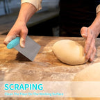 ALLTOP Pastry Blender & Bench Scraper - Premium Kitchen Baking Essential Gadget Set for Cake and Bread Making - Stainless Steel Dough Scraper&Butter Cutter for Homemade Delights - Turquoise