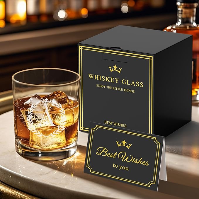 Personalized Whiskey Glasses Gifts for Men, Monogrammed Engraved A-Z 10.6 oz Rocks Glass Customized Gift, Unique Christmas Birthday Gifts for Men Him Dad Husband Brother Son (A)