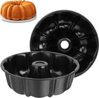 Homikit Nonstick Cake Pan 10 Inch, 2 Pack 10 Cups Heavy Duty Carbon Steel Fluted Tube Round Pans for Baking Pound Cakes, Jello, Brownie, Monkey Pumpkin Bread, Oven Safe & Easy Release, Black