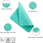 Silicone Dish Drying Mat for Multiple Usage,Easy clean,Eco-friendly,Heat-resistant Silicone Mat for Kitchen Counter or Sink,Refrigerator or Drawer liner Mint M 12 inches x 12 inches