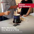 Swissmar Sierra Cast Iron Fondue Set, 1.6 Quart / 1.6 Liter – Perfect for Meat, Cheese, & Chocolate Fondues – Ideal for Family Bonding & Hosting Gifts - 12-Pieces, Deep Blue