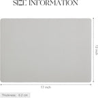 MOSAYT Vinyl Placemats Set of 8, Heat Resistant Place Mats 100% Waterproof Washable & Wipeable Faux Leather Reversible Table Mats for Kitchen Dining Party Indoor Outdoor, 12" x 17", Light Grey