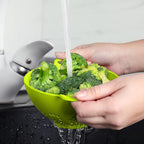 Meadow Lane 6-inch Small Colander, BPA-Free, Dishwasher Safe, Double Handles, Compact Food Strainer for Berries, Veggies and Pasta, 3-Cup Capacity, Meadow Green