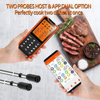 Smart Bluetooth Meat Thermometer - Long Range Wireless Food Thermometer, Digital Meat Thermometer with Dual Probes for BBQ Grill, Oven, Smoker, Air Fryer