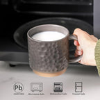 Nihow 16OZ Stackable Coffee Mug Set, Large Ceramic Coffee Mug Set of 4,Coffee Cup Set for Cappuccino/Latte/Cocoa,Dishwasher & Microwave Safe,Matte Gray