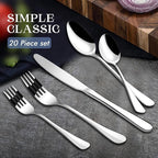 Silverware Set, 20 Piece Flatware Cutlery Set for 4, 18/8 Stainless Steel Silverware Mirror Polished Dishwasher Safe for Home, Restaurant, Wedding, Party Cutlery(Silver, 20 pieces for 4)