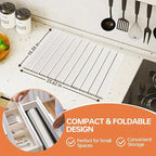 Large Stone Dish Drying Mats for Kitchen Counter, 24"(L)×16"(W) Collapsible Diatomaceous Earth Mats, Eco-Friendly Absorbent Dish Drying Mat for Dishes Bottles Cups, Match Any Countertop